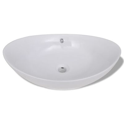 vidaXL Luxury Ceramic Basin Oval with Overflow 23.2" x 15.2"