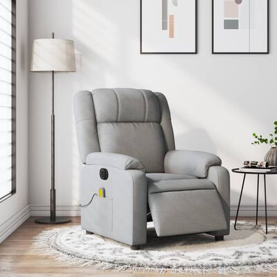 vidaXL Electric Massage Recliner Chair Light Gray Fabric