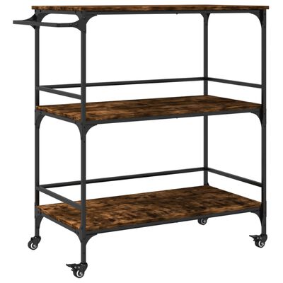 vidaXL Kitchen Trolley Smoked Oak 39.6"x19.7"x41.3" Engineered Wood