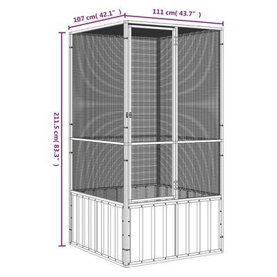 vidaXL Bird Cage Gray 43.7"x42.1"x83.3" Galvanized Steel