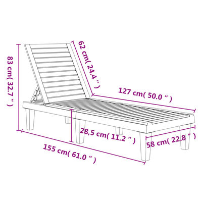 vidaXL Sun Loungers 2 pcs Black 61"x22.8"x32.7" Polypropylene