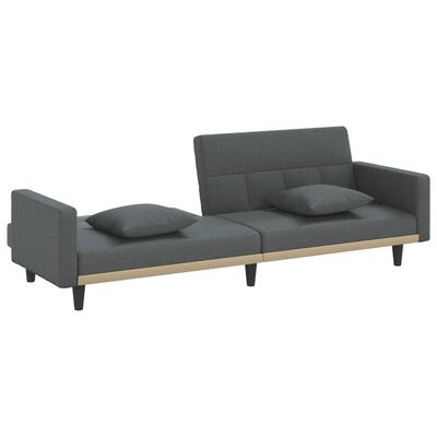 vidaXL Sofa Bed with Cushions Dark Gray Fabric