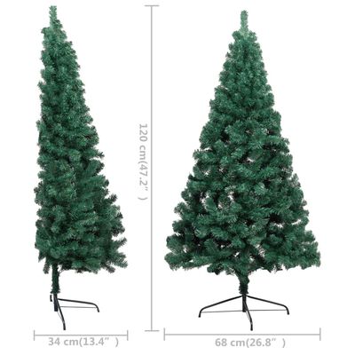 vidaXL Artificial Half Pre-lit Christmas Tree with Ball Set Green 47.2"