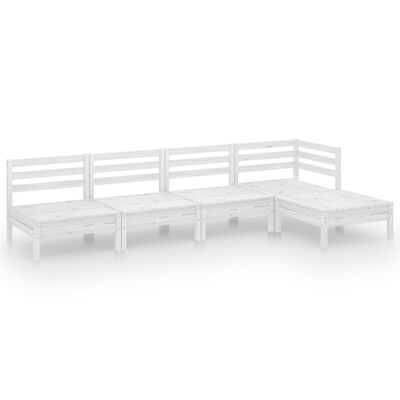 vidaXL 5 Piece Patio Lounge Set Solid Pinewood White