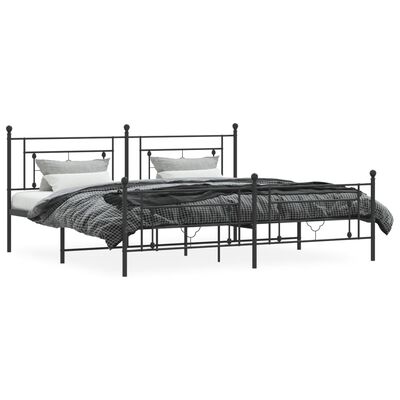 vidaXL Metal Bed Frame without Mattress with Footboard Black 76"x79.9"