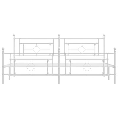 vidaXL Metal Bed Frame without Mattress with Footboard White 76"x79.9"