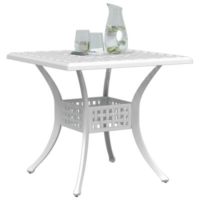 vidaXL Patio Table White 31.5"x31.5"x29.5" Cast Aluminum