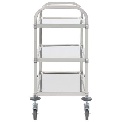 vidaXL 3-Tier Kitchen Trolley 38"x21.7"x35.4" Stainless Steel