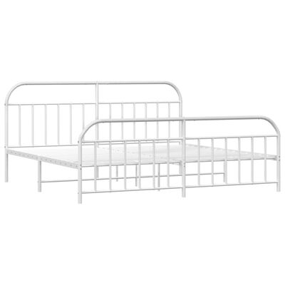 vidaXL Metal Bed Frame without Mattress with Footboard White 76"x79.9"