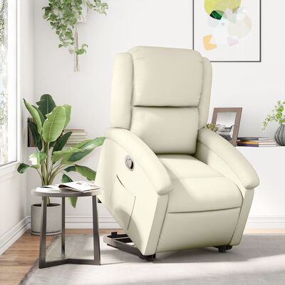 vidaXL Stand up Recliner Chair Cream Faux Leather