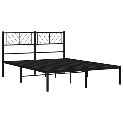 vidaXL Metal Bed Frame without Mattress with Headboard Black 59.1"x78.7"