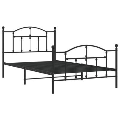 vidaXL Metal Bed Frame without Mattress with Footboard Black 39.4"x78.7"