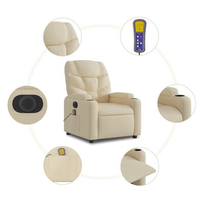 vidaXL Electric Stand up Massage Recliner Chair Cream Fabric