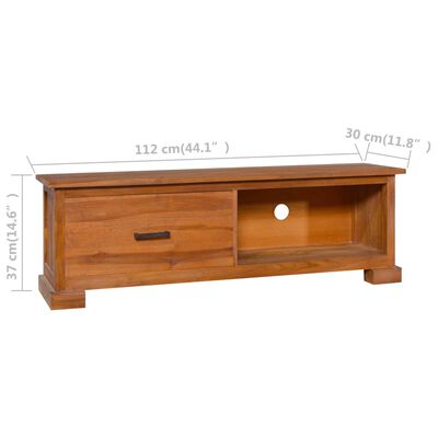 vidaXL TV Stand 44.1"x11.8"x14.6" Solid Wood Teak