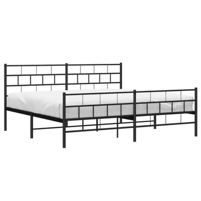 vidaXL Metal Bed Frame without Mattress with Footboard Black 76"x79.9"