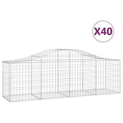 vidaXL Arched Gabion Baskets 40 pcs 78.7"x19.7"x23.6"/31.5" Galvanized Iron