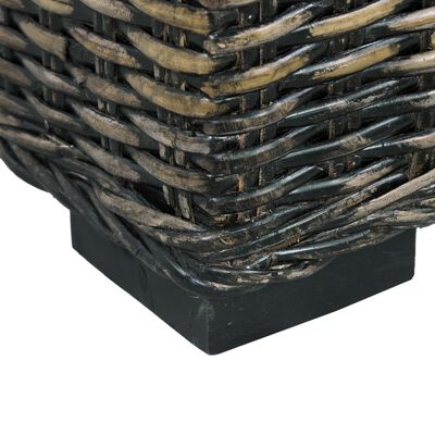 vidaXL Storage Box 47.2" Black Kubu Rattan and Solid Mango Wood