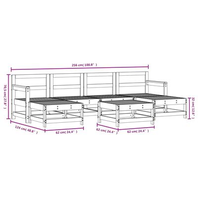 vidaXL 7 Piece Patio Lounge Set White Solid Wood Pine