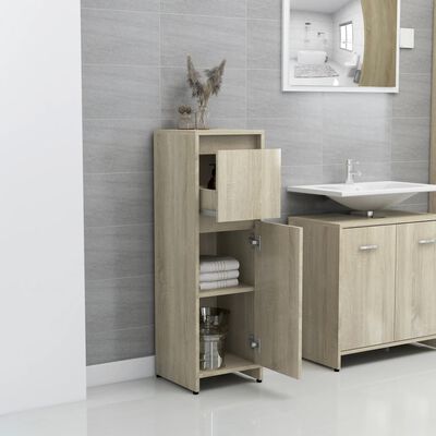 vidaXL 3 Piece Bathroom Furniture Set Sonoma Oak Engineered Wood