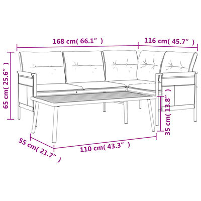 vidaXL 2 Piece Patio Lounge Set Anthracite Steel