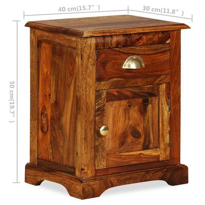 vidaXL Bedside Cabinet 2 pcs 15.7"x11.8"x19.7" Solid Sheesham Wood