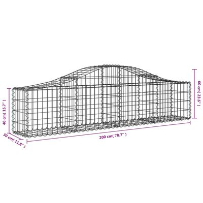 vidaXL Arched Gabion Baskets 13 pcs 78.7"x11.8"x15.7"/23.6" Galvanized Iron