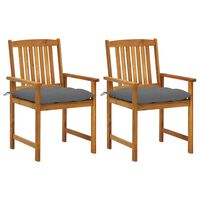 vidaXL Patio Chairs with Cushions 2 pcs Solid Acacia Wood