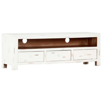 vidaXL TV Stand White 47.2"x11.8"x15.7" Solid Wood Acacia