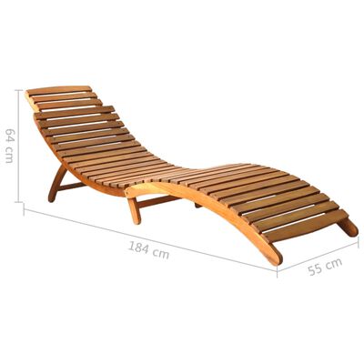 vidaXL Sun Loungers 2 pcs with Table and Cushions Solid Acacia Wood