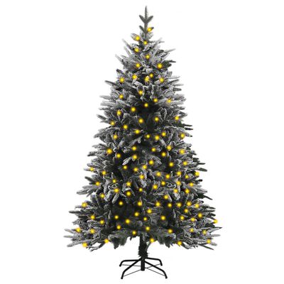 vidaXL Artificial Pre-lit Christmas Tree with Flocked Snow 70.9" PVC&PE