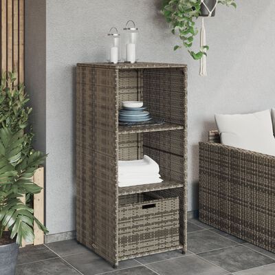 vidaXL Patio Storage Cabinet Gray 19.7"x21.7"x45.3" Poly Rattan