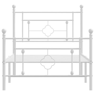 vidaXL Metal Bed Frame without Mattress with Footboard White 39.4"x78.7"