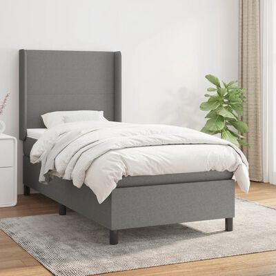 vidaXL Box Spring Bed with Mattress Dark Gray Twin XL Fabric