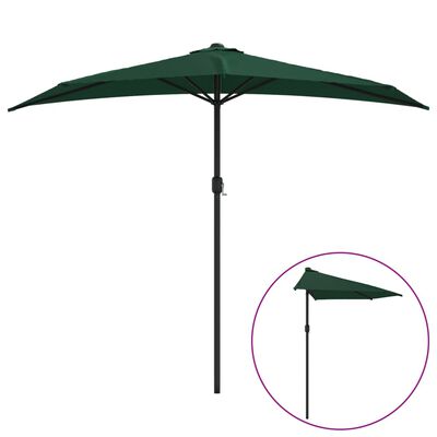 vidaXL Garden Parasol with Aluminum Pole Green 106.3"x56.7" Half