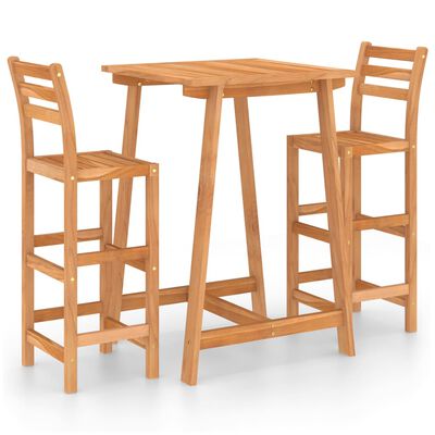 vidaXL 3 Piece Patio Bar Set Solid Acacia Wood