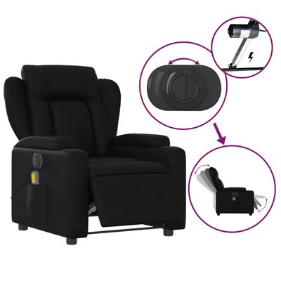 vidaXL Electric Massage Recliner Chair Black Faux Leather