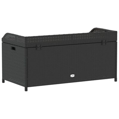 vidaXL Storage Bench Black 39.4"x19.7"x20.5" Poly Rattan and Acacia Wood