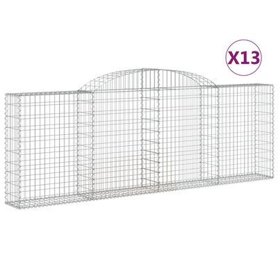 vidaXL Arched Gabion Baskets 13 pcs 118.1"x11.8"x39.4"/47.2" Galvanized Iron