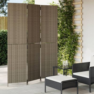 vidaXL Room Divider 3 Panels Gray Poly Rattan