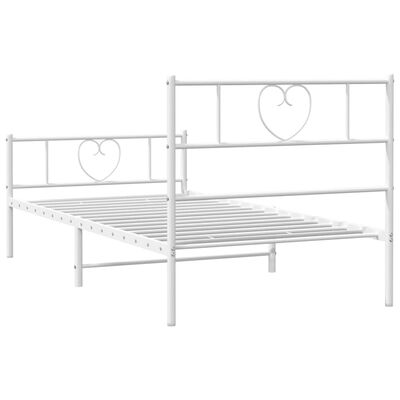 vidaXL Metal Bed Frame without Mattress with Footboard White 39.4"x74.8"