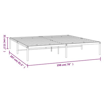 vidaXL Metal Bed Frame without Mattress White 76"x79.9"