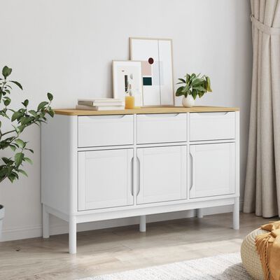 vidaXL Sideboard FLORO White 44.9"x16.9"x29.1" Solid Wood Pine