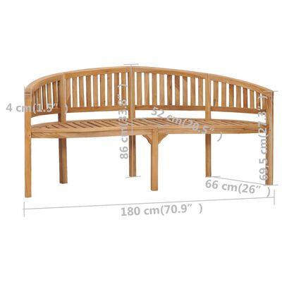 vidaXL Banana Bench 70.9" Solid Teak Wood