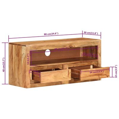 vidaXL TV Stands 2 pcs 34.6"x11.8"x15.7" Solid Wood Acacia