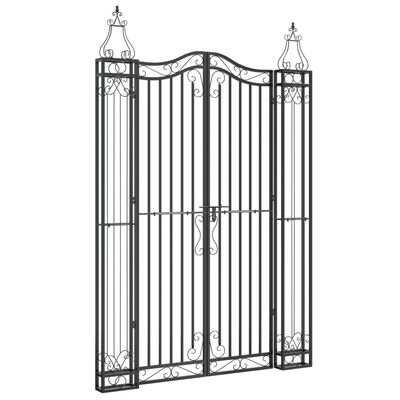 vidaXL Garden Gate Black 47.6"x3.1"x70.9" Wrought Iron