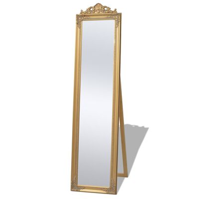 vidaXL Free-Standing Mirror Baroque Style 63"x15.7" Gold