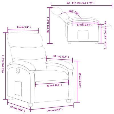 vidaXL Recliner Chair Dark Gray Fabric