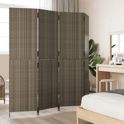 vidaXL Room Divider 4 Panels Gray Poly Rattan