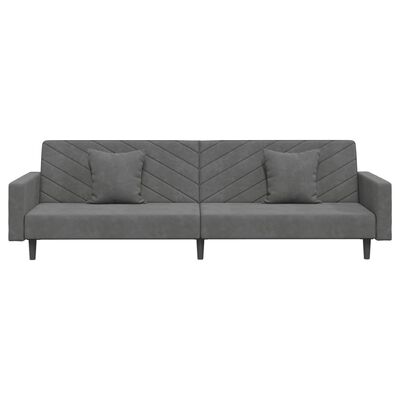 vidaXL 2-Seater Sofa Bed with Two Pillows Dark Gray Velvet