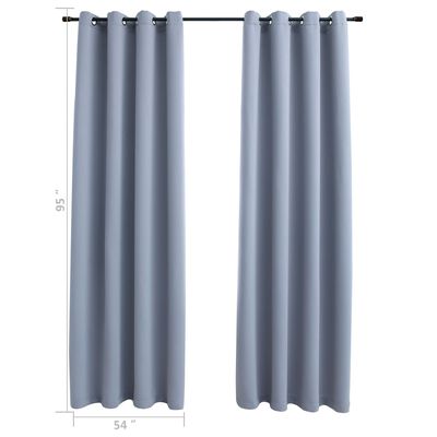 vidaXL Blackout Curtains with Rings 2 pcs Gray 54"x95" Fabric